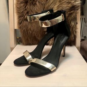 ALDO Black and Gold Strap Stiletto Heels